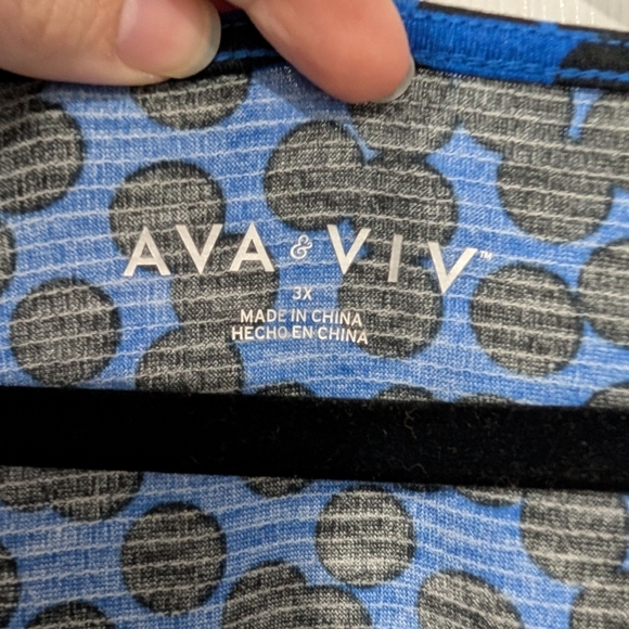 NWT Ava & Viv Women's Black and Blue Dot Long Sleeve Dress in Size 3X - Picture 2 of 12